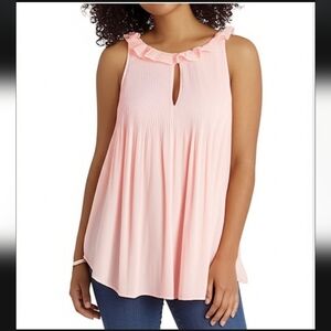 Forever 21 Light Pink Ruffled Tank Top-Size Medium